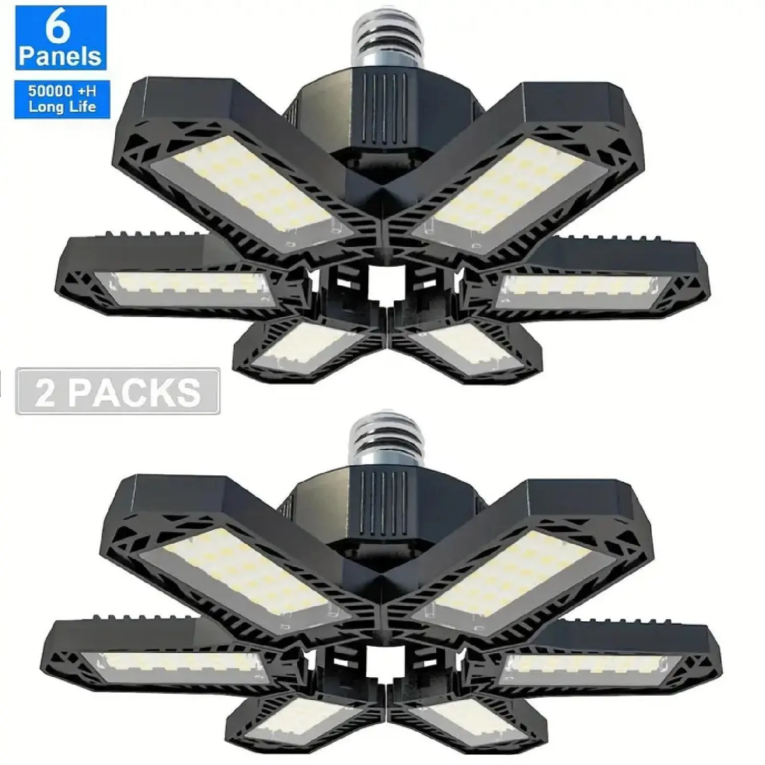 Deformable Ceiling Lighting LED Garage Lights Bulb, 6500K Shop Light With 6 Adjustable Panels LED Garage Lighting Basement Barn E26/E27 LED Lamp For Garage, Workshop, Basement, Warehouse, Attic, Storage Room