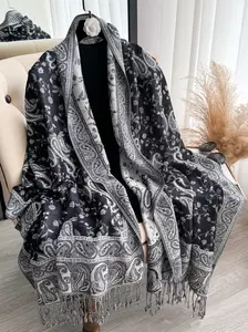 Boho Paisley Print Long Scarf for Women, Soft Tassel Scarf for Daily Wear