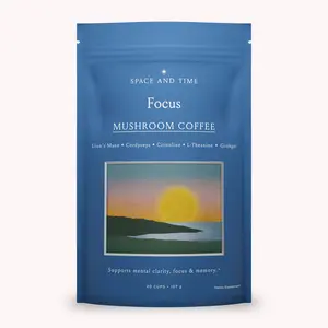 Space And Time - FOCUS - Mushroom Coffee - Adaptogenic Drink Blend for Focus, Enhanced Cognitive Function and Prolonged Productivity - Packed with Natural Nootropics like Lion's Mane, Cordyceps, Citicoline, L-Theanine, Ginkgo - 20 servings (3.75 Oz ) Cold
