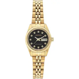 Armitron Gold Stainless Steel Dress Ladies Watch 75-2475BKGP