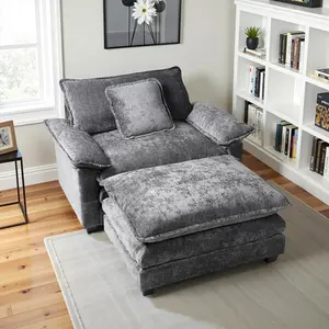 Oversized Accent Chair with Ottoman,Oversized Chaise Lounge Chair Indoor with Deep Seat,Reading Chairs Comfy Chenille Sofa Couch Chairs for Living Room Bedroom Modern Loungeouched furniture living room sectionalouch sofa living room recliner crazy  deals