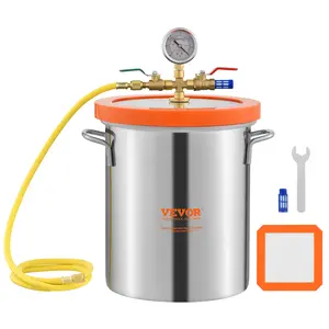 VEVOR 5 Gallon Vacuum Chamber, TikTokShopBlackFriday, Upgraded Tempered Glass Lid Vacuum Degassing Chamber, 304 Stainless Steel Chamber, for Stabilizing Wood, Resin Degassing, Silicone Degassing and Plaster Degassing