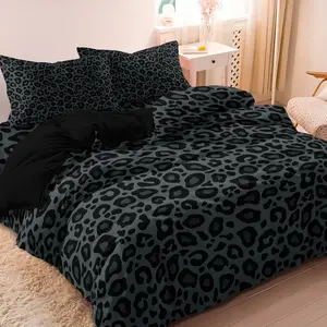 3pcs Dark Leopard Print Duvet Cover Set, 1 Decorative Duvet Cover and 2 Pillowcases without Inserts, Four-season Luxury Printed Bedding Set for Home or Dorm