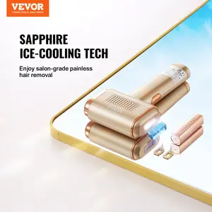 VEVOR IPL Hair Removal, Permanent Hair Removal with Sapphire Ice Cooling System, Painless At-Home Hair Removal Device for Women Men, Auto/Manual Modes, 5 Levels for Body & Face