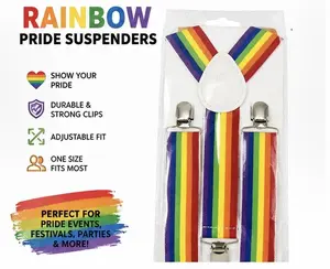 Rainbow Pride Suspenders Adjustable Elastic Suspenders for Adults | LGBTQ+ Festival, Parade & Party Accessories