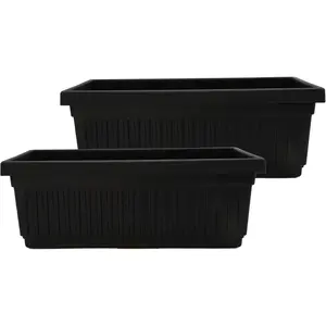 HC Companies Venetian Window Planter Box 18in Black 2-Pack