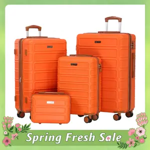 4 Piece Luggage Set Expandable ABS Travel Suitcase Set TSA Lock Hardshell Durable Lightweight Traveling Luggage Sets Gift for Back to School (Orange, 28in26in20in13in)