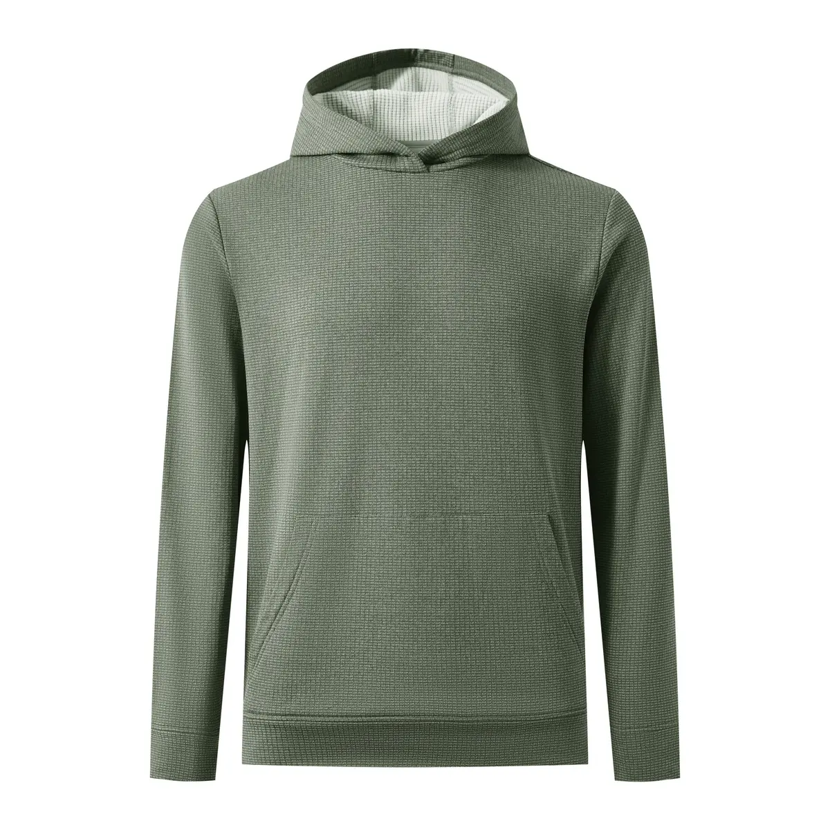 MAELREG Mens Hoodies Pullover Fleece Warm Lightweight Grid Texture Athletic Golf Hooded Sweatshirt with Kangaroo Pocket