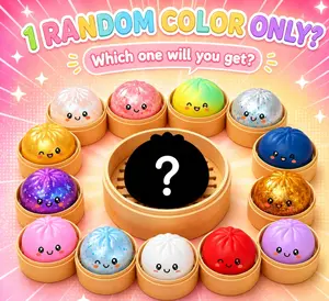 Glitter Dumpling Squishy Box Bulk,4Inch Surprise Dumpling Squishy Stress Ball,Squishy Bun,Random 14 Colors Mystery Gift Box for Adult Classroom Prizes Party Favor (random-4pcs) Rainbow