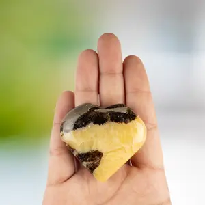 Septarian Heart Palm Stone, Polished Crystal Stone for Chakra Balancing, Meditation, Spiritual and Crystal Gift