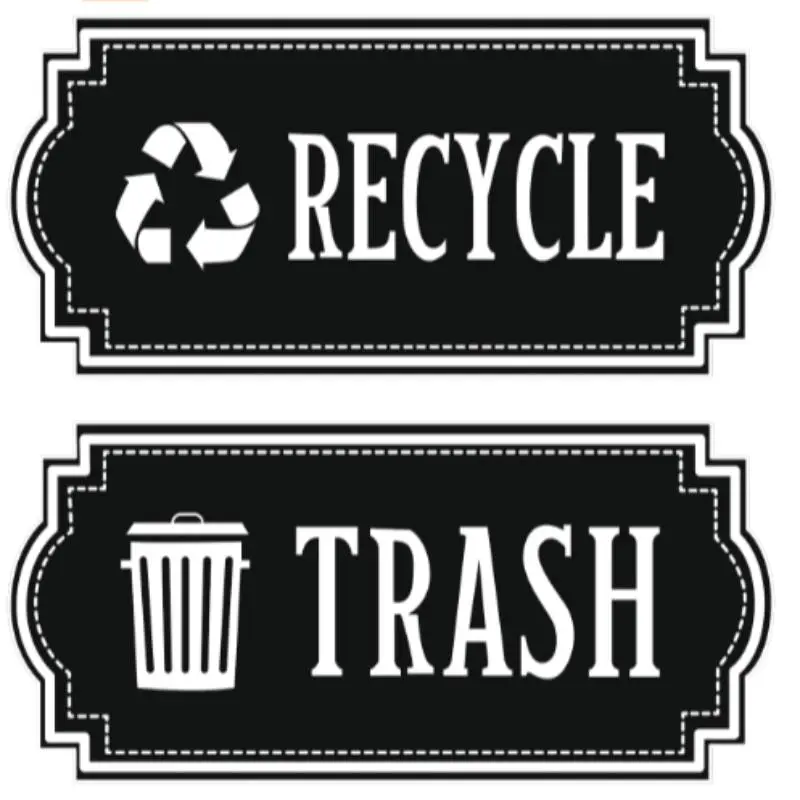Recycle & Trash Lettering Sticker, 2/4 Counts/set Self Adhesive Vinyl Sticker, Waste Management Sticker for Kitchen, Office & Public Place, Office Supplies, Self Adhesive Stickers, Decal Sticker, Labels For Kitchen