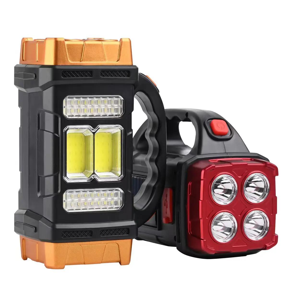 Solar Rechargeable Camping Lantern & High-Lumen LED Flashlight, Dual USB Solar Charging Built-in 1200mAh Battery, 4 Adjustable Lighting Modes, Water Resistant Portable Emergency Light for Camping, Hiking, Hurricane, Power Outage & Outdoor Activities