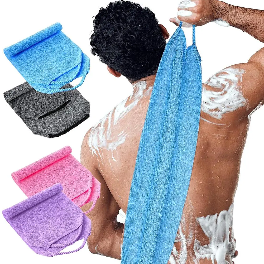 Personal Lightweight Nylon Fabric Bath Back Scrubber Towel - Japanese Exfoliating Body Scrubber for Daily Care, Gentle Back Scrub, Foams Easily, Shower Use, Rough Skin