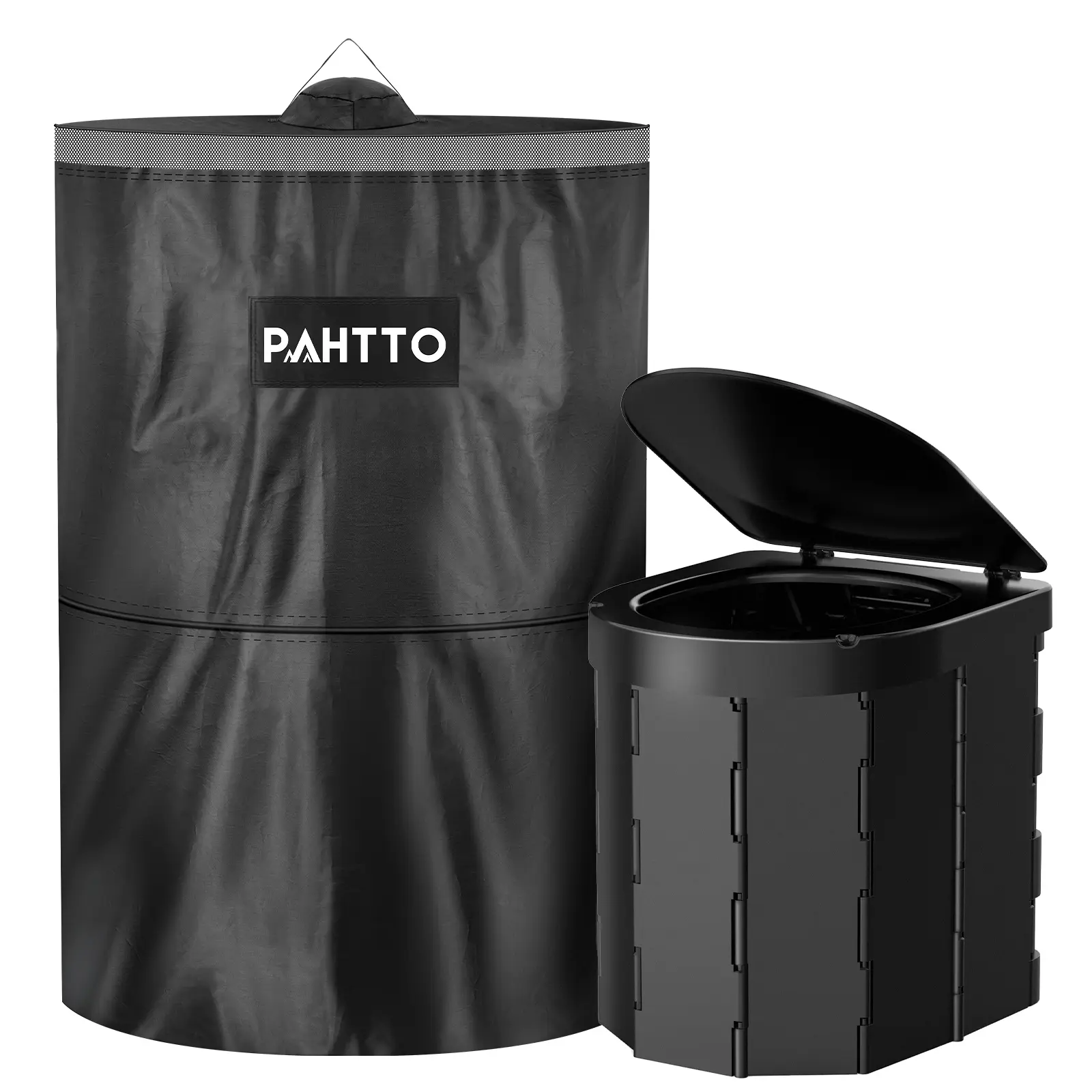 Portable Camping Toilet with Privacy Popup Tent, Porta Potty for Adults with 2-in-1 Phone Shelf &Toilet Paper Holder, Multifunctional for Car, Camping, Hiking, RV Travel, Road Trip, Outdoor Activities