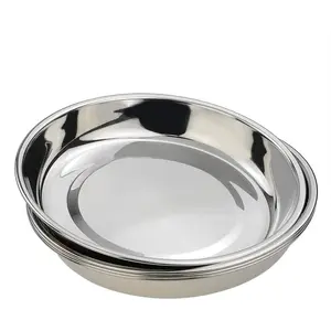 4-Pack Stainless Steel Dinner Plates Dish, Round Plate