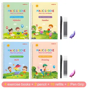Arabic Alphabet & Number Learning Book & Pencil Set, 18pcs/set Including 4 Exercise Books, 2 Pen, 10 Pen Refills &  2 Pen Grip