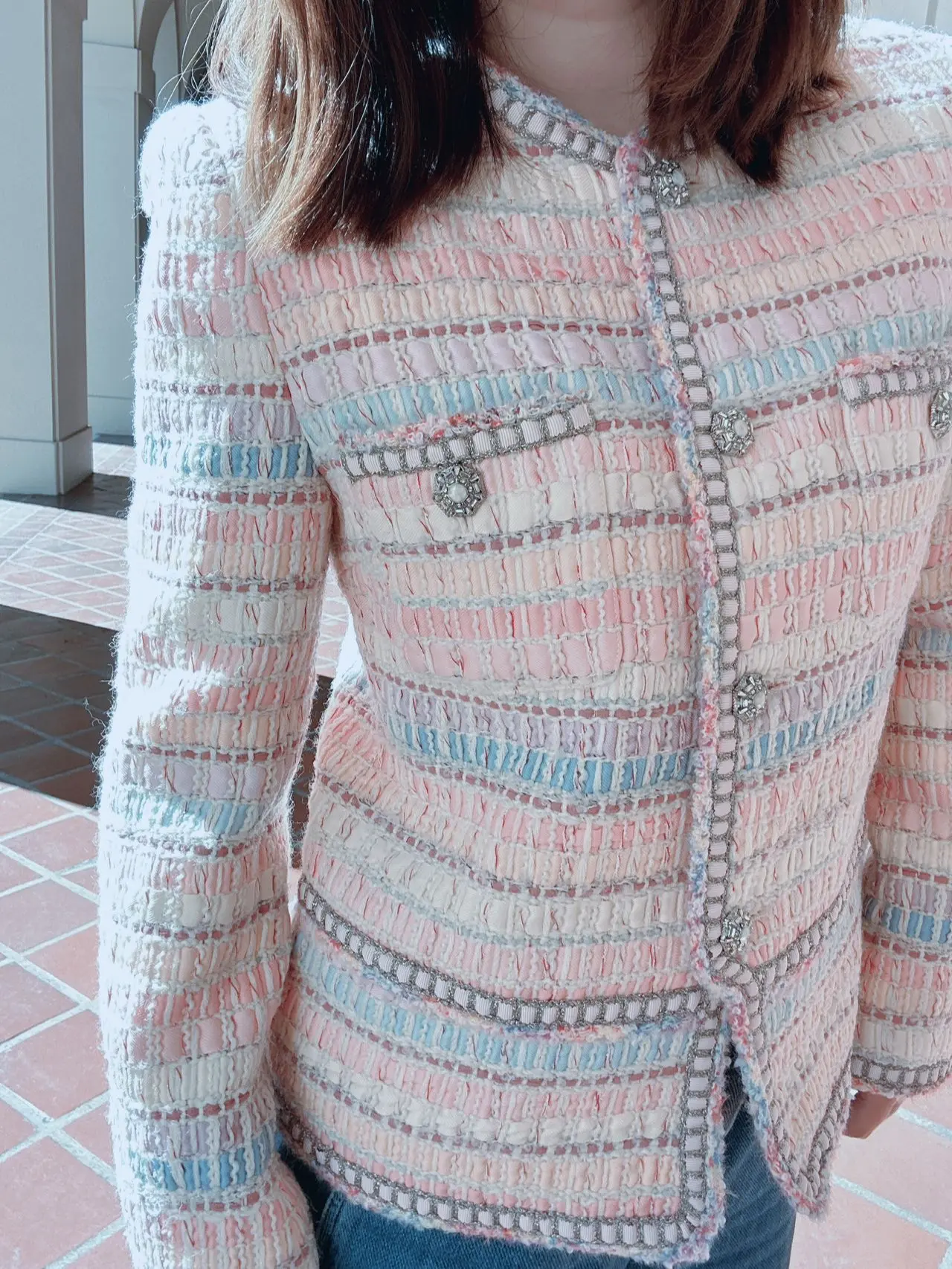 Tweed & Threads Macaron-Inspired Pink Tweed Jacket Delight and Sweeter than Candy