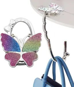 Butterfly Foldable Handbag Hanger,Folding Purse Table Hook Holder,Foldable Purse Hook,Purse Holder Stand for Table