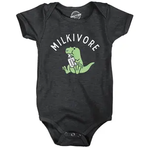 Milkivore Baby Bodysuit Funny Cute Milk Drinking Baby Dinosaur Jumper for Infants Funny Baby Onesies Funny Sarcastic Onesie Novelty Onesie Black -