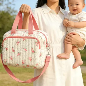 Women's Fashion Handbag & Crossbody Bag, Large Capacity Multifunctional Mommy Bag, High-End Maternity Gift, Floral Design, Multifunctional Diaper Bag