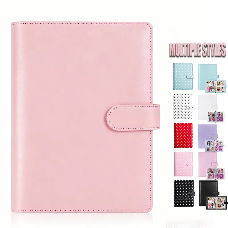 A5 Small Leather Empty 6-Ring Binder with Magnetic Buckle Decoration - Fits Notebooks, Notebook Covers, Loose Leaf Pages; Ideal for Budget Tracking, Diary Keeping, Photo Card Storage