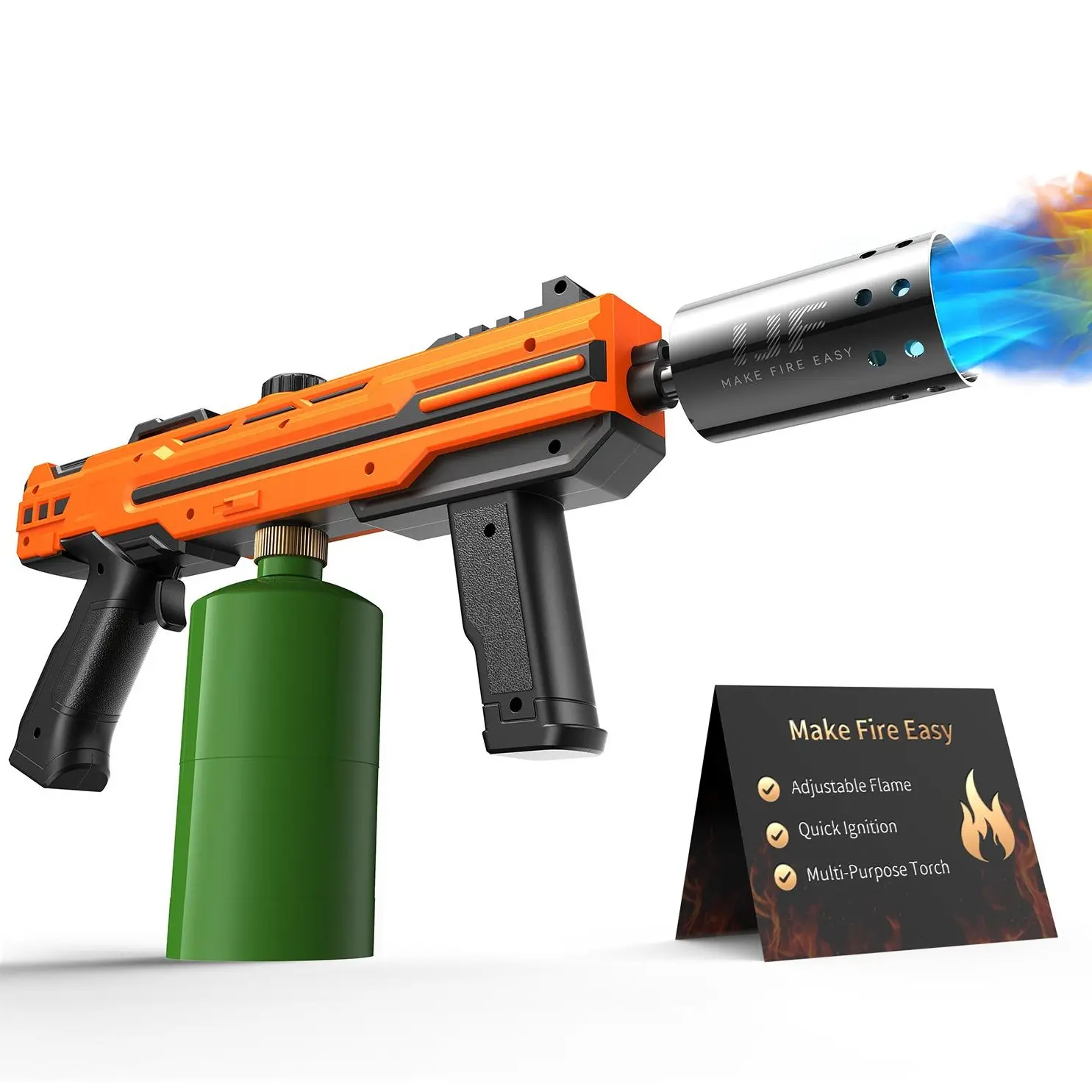 IJF Powerful Propane Torch, Adjustable High Output Heavy Duty Blow Torch for Cooking, BBQ, Weed Burning, Charcoal Lighting & Campfire Starter, Propane Tank Not Included