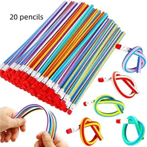 20 Soft Color Bendable Pencils with Erasers, Ideal for Creative Children, Magic Pencils Gift and Reward, School Supplies and Fun Activities
