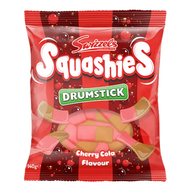 Swizzles Squashies Drumstick Candy - Cherry Cola Flavor 120g Snack Pack of 1 Imported from UK High-Quality Treats