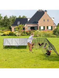 silver- Chicken Runs For Yard With Cover, Chicken Tunnels For Yard, Portable  Run With Corner Frames, Small Metal Chicken Cage For Ducks, Rabbits Home