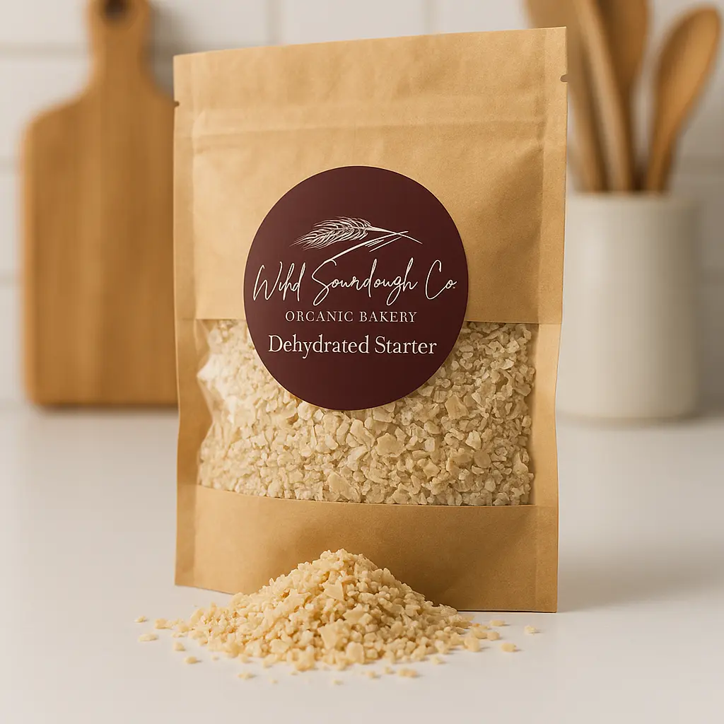 Wild Sourdough Co. Organic Dehydrated Starter Kit - 10g, Premium King Arthur Organic Bread Flour, Berkey Filtered Water, Strong Active Culture, 6-Month Refill Pouch, All Ages Baking for Beginners, Healthy Easy-to-Use for Home Bakers