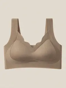 Women's Seamless Push-Up Bra, Comfortable Wire-Free Daily Wear, Nude Fitted Tank Top Style, Yoga Sports Bra, Casual Underwear, Seamless Sports Bras, Yoga Workout Bras