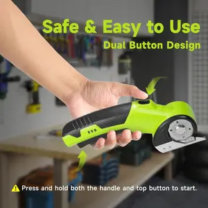 Electric Scissors Cloth Carpet Leather Trimming Machine Dual Button Design Portable Handheld Circular Cutter Tool for Cardboard Cutting Handle