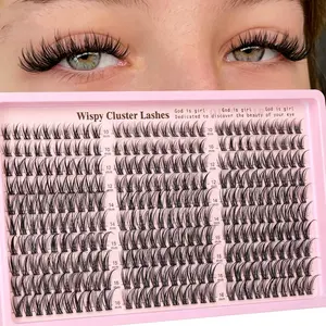300 Pcs Eyelash Clusters Set, Wispy Natural DIY Lash Extension Kit, Diy Eyelash Extensions, 10-16mm Mixed Length, D Curl, Single False Lashes, False Eyelashes Extension, Thin Invisible Band