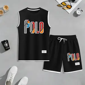 Men's Letter Graphic Sleeveless Tank & Shorts Set, Sporty Streetwear for Summer, Casual Gym Activewear, Lightweight Two-Piece Outfit, Comfortable and Stylish, Perfect for Sports, Workout, and Daily Wear
