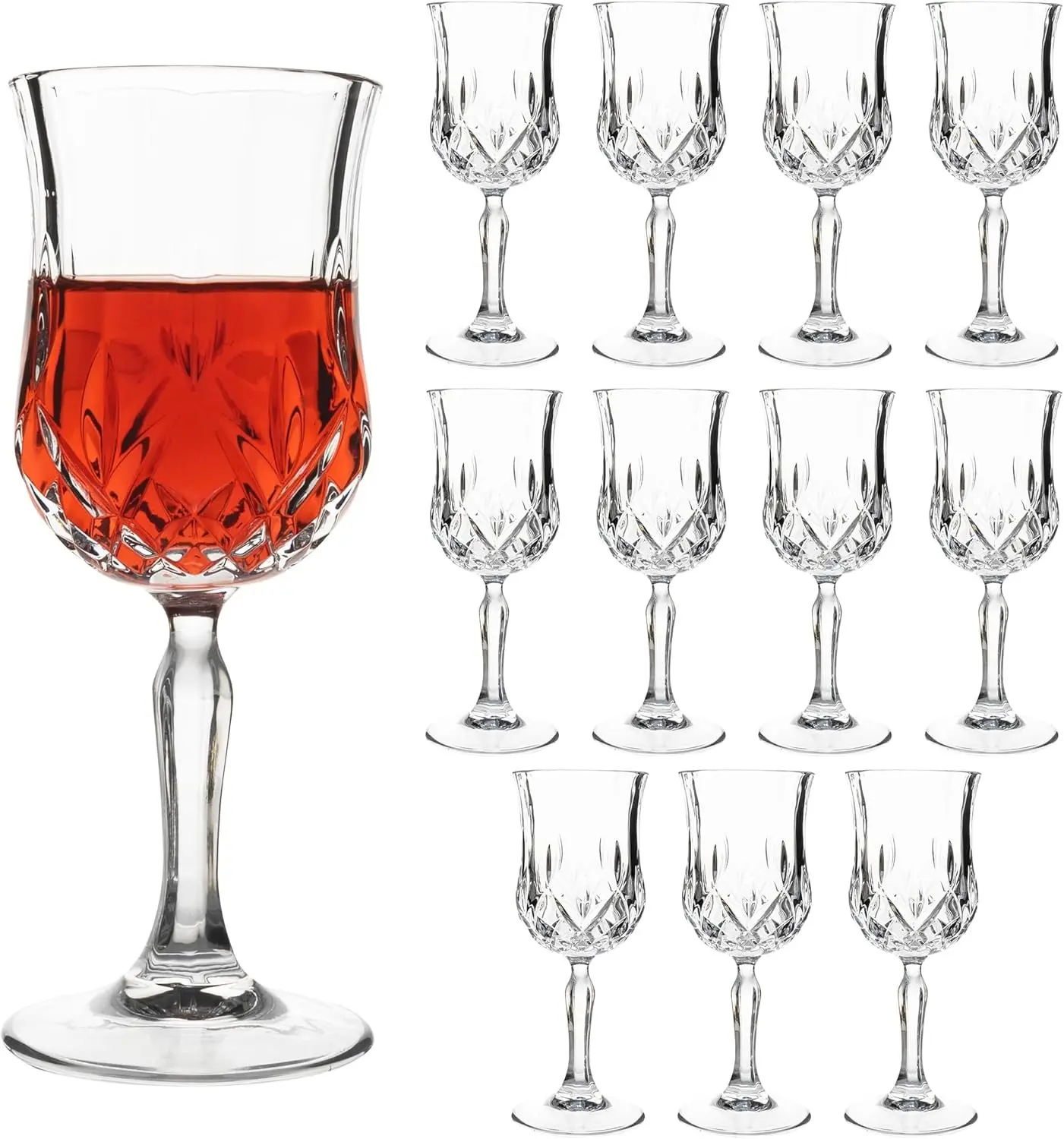 UMEIED 12 Pack 7.2oz Wine Glasses, Small Stemware for Red Wine, Port, Sherry, Dessert Wine, Crystal Clear Classic Glass Goblets Elegant Glassware for Restaurants, Bars, Home Use Gift