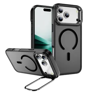 New Metal Bracket Frosted Matte Translucent For iPhone 17 17Pro 17Air 17 Pro Max Shockproof Cover Metal Bracket For Magsafe Wireless Charge Cover