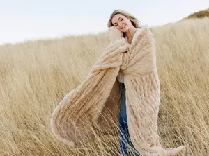 Minky Couture Hugs Toasted Marshmallow Blanket - Soft and Cozy Design, Ideal for Cuddling and Comfort