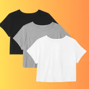 Women's Short Sleeve Crop Top Crew Neck T-Shirt - Customized