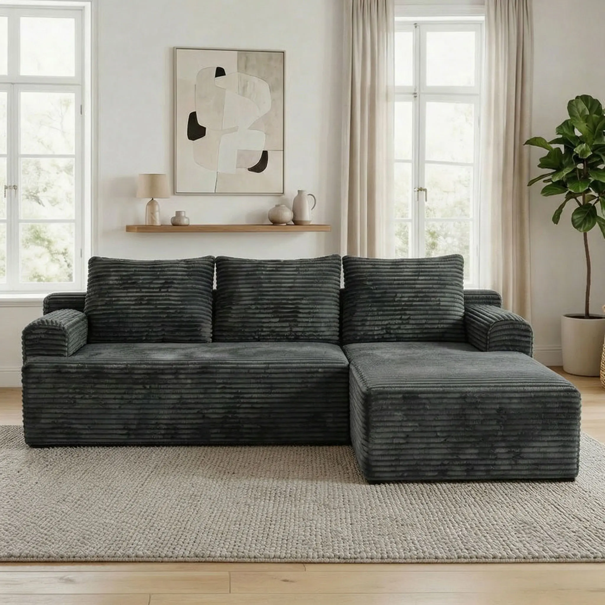 95"Dark gray-Right Chaise