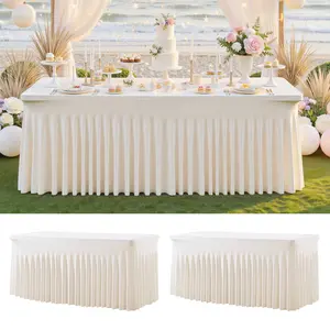 2-Pack Stretchy Classic Rectangle Spandex Tablecloths, Multi-Size (4/6/8ft) - Washable, Stain-Resistant, Wrinkle-Resistant Table Covers with Party Decor Design, Ideal for Weddings, Home Decoration,summervibes