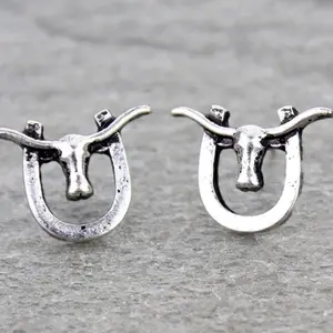 Western Longhorn Horseshoe Stud Earrings