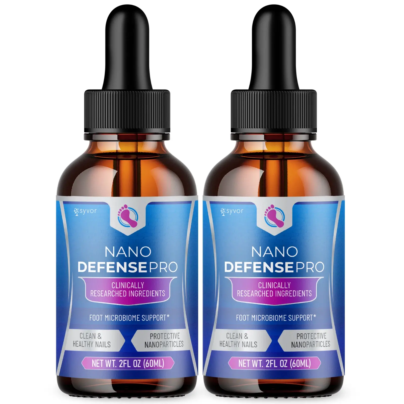 2 Pack Nano Defense Drops Advanced Nails Support Formula NanoDefense 60 Servs