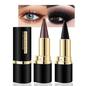 2Pcs Black Brown Gel Eyeliner Pencil, Natural Black Eyeliner Cream for Waterline, Crayon Eye Liner Waterproof Smudge Proof, Smokey Eye Eyeshadow Palette Halloween Makeup