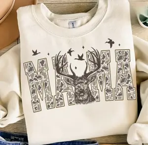 Camo Mama Deer Hunting Camouflage Sweatshirt, Camo Western Tee, Old School Camo Shirt, Cozy Season Country Distressed, Gifts For Mom