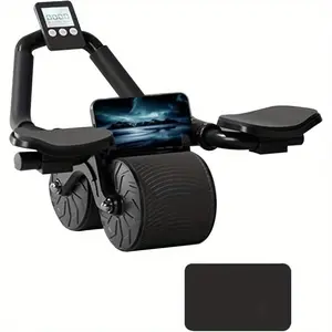 Ab Roller with Timer and Rebound Spring – Includes Knee Mat for Home Core Training