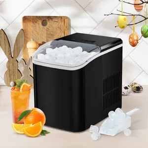 Countertop Ice Maker Machine, Basket and Handle, 9 Cubes in 6 Mins, 26.5lbs/24Hrs, 2 Sizes of Bullet Kitchen Utensils