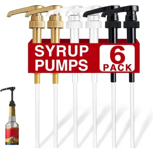 6 Pack Syrup Pumps Leak Proof Coffee Syrup Dispenser Fits 25.4 Oz Coffee Flavoring Syrup Bottles Great for Home & Coffee Bar Drinking Mixes Cocktails Beverage