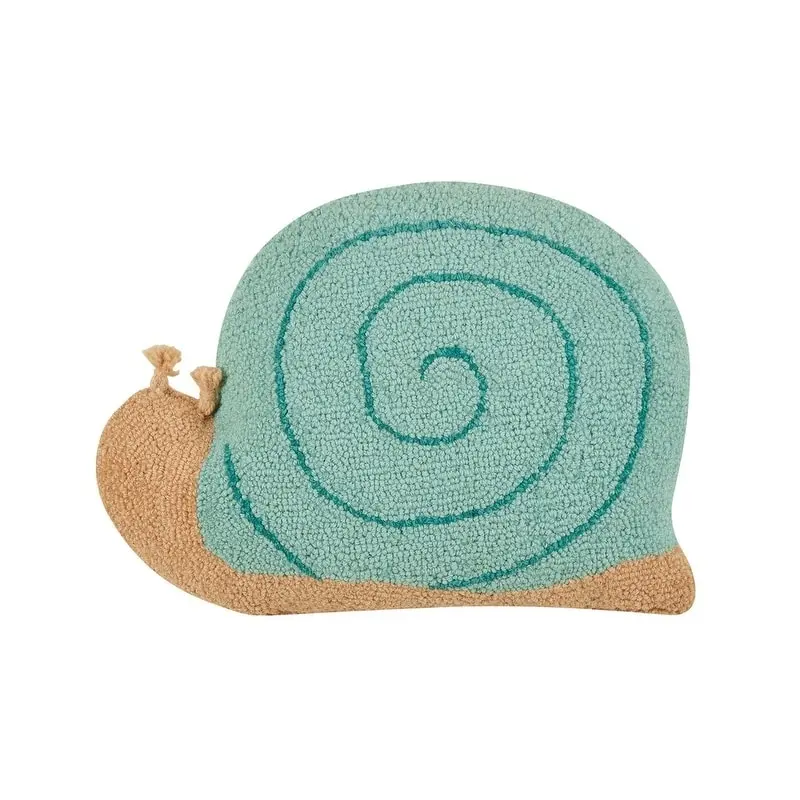 Peking Handicraft 30GY1148C16OB 12x16 in. Snail-Shaped Blown Filler Hook Pillow, Blue - Animal Motif Whimsical Home Decor for Room & House Decor, Room Decor, Indoor Use