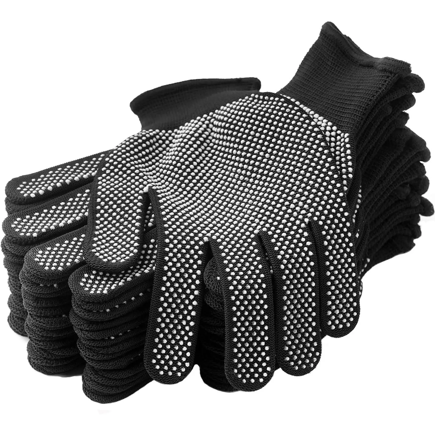 24pcs (12 Pairs) Non-Slip Breathable Polyester Knitted Elastic Work Gloves for Adults - Multi-Use Protective Gloves for Construction, Garage, Kitchen Tasks, Standard Toolbox & Backpack Needs