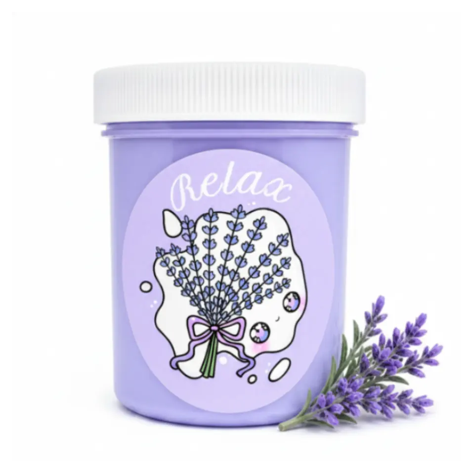 Relax Slime – Lavender Chamomile Butter Slime with Lavender Charm Squishy Handmade